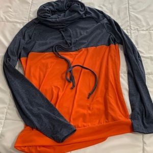 Long sleeve color block cowl neck sweater